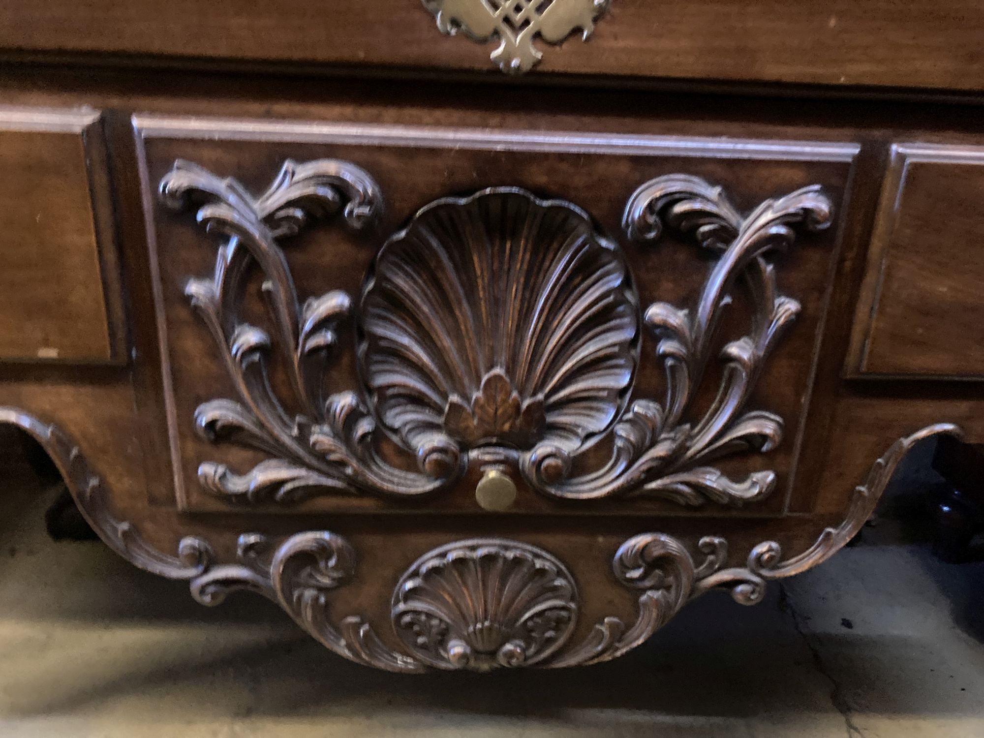 An American Philadelphia style carved mahogany tallboy, width 110cm, depth 57cm, height 228cm